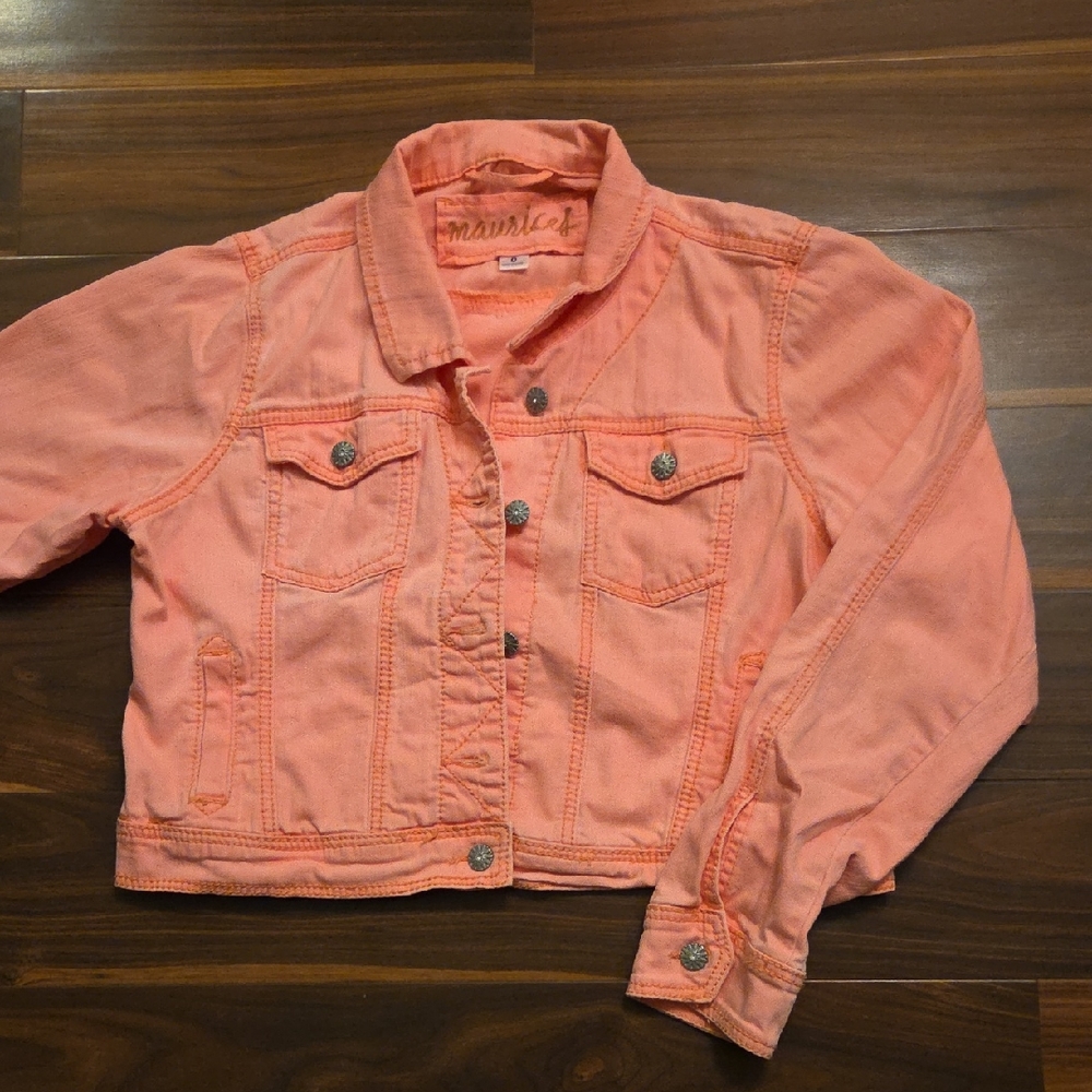 Maurice's Pinkesh/Orangish Cropped Denim Jacket Size 0X, EUC!